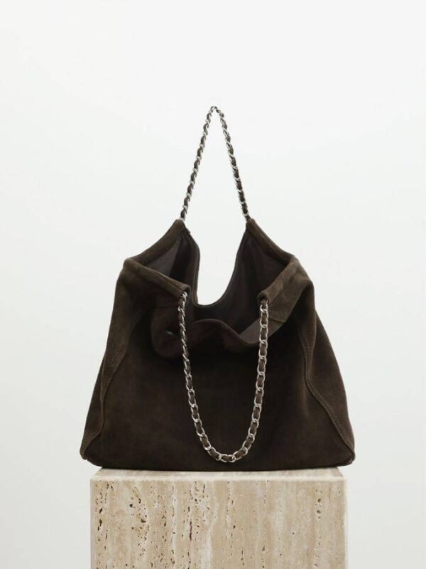Womens Suede Chain Shoulder Bag
