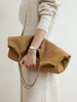 Womens Suede Chain Shoulder Bag