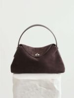 Suede Leather Satchel Handbag
