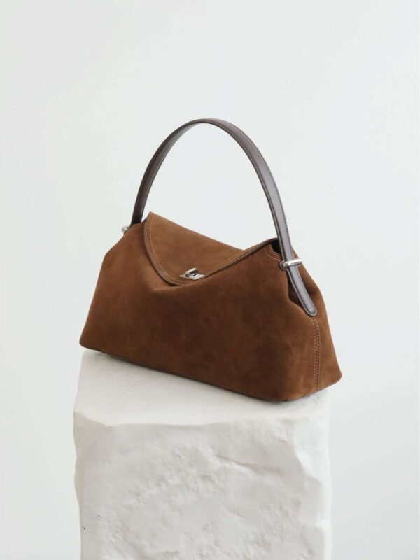 Suede Leather Satchel Handbag