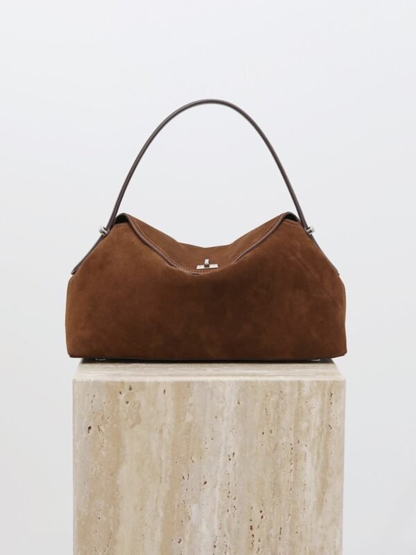Suede Leather Satchel Handbag