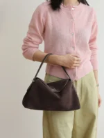 Suede Leather Satchel Handbag