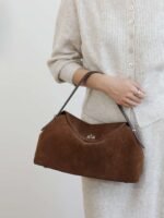 Suede Leather Satchel Handbag
