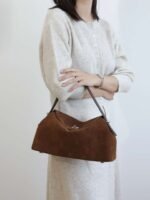 Suede Leather Satchel Handbag
