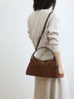 Suede Leather Satchel Handbag