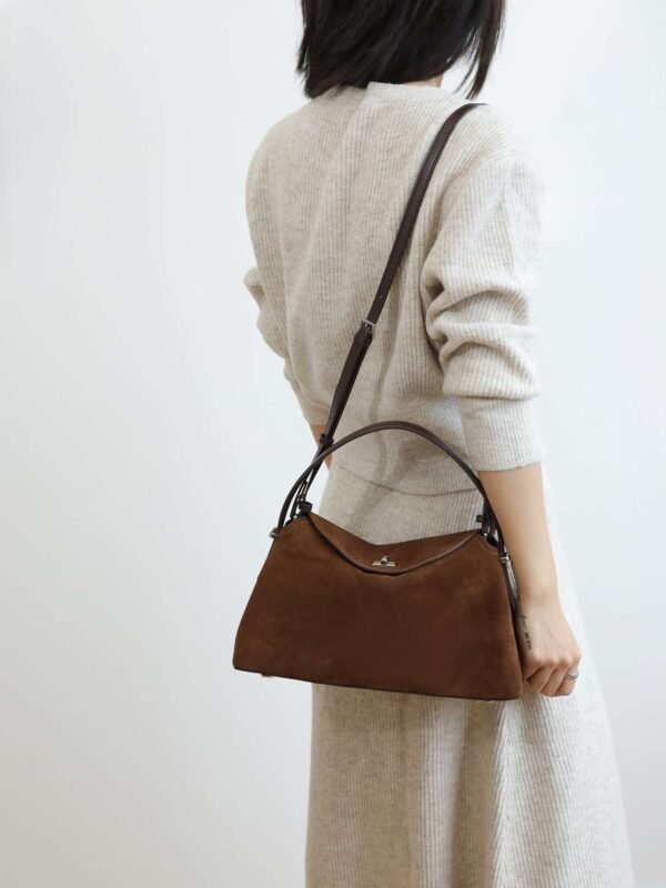 Suede Leather Satchel Handbag