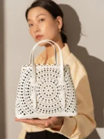 Women's Leather Mini Laser Cut Handbag