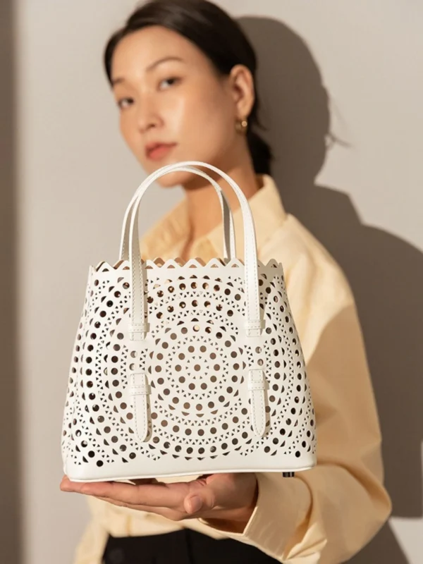 Women's Leather Mini Laser Cut Handbag