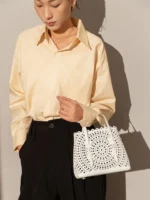 Women's Leather Mini Laser Cut Handbag