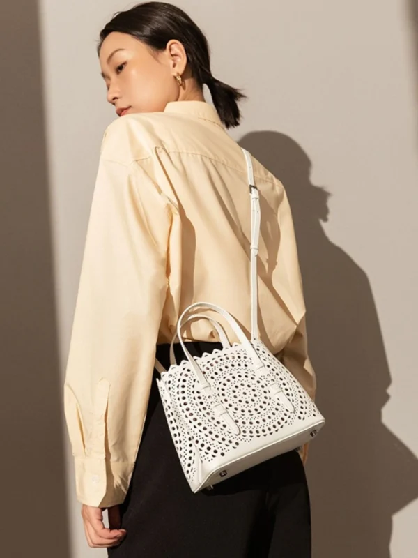 Women's Leather Mini Laser Cut Handbag