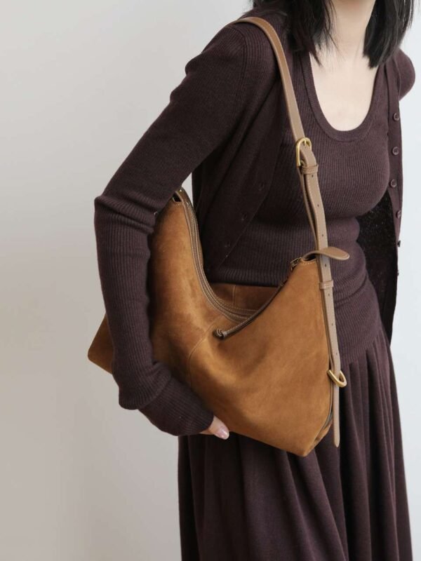 Womens Suede Hobo Shoulder Bag