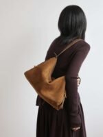 Womens Suede Hobo Shoulder Bag