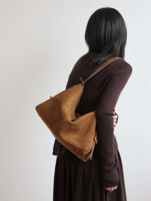 Womens Suede Hobo Shoulder Bag - Womens Suede Hobo Shoulder Bag 2