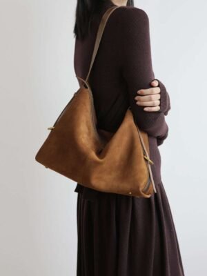 Womens Suede Hobo Shoulder Bag