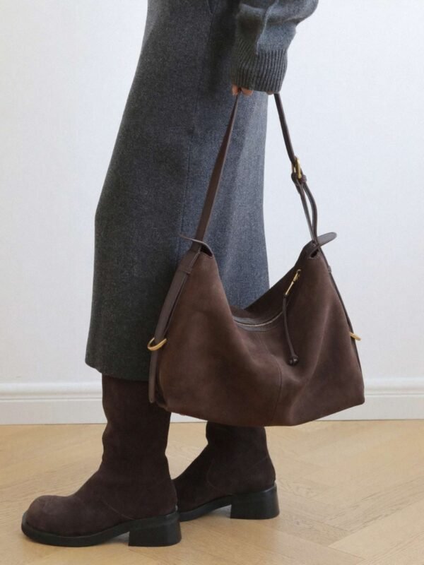 Womens Suede Hobo Shoulder Bag
