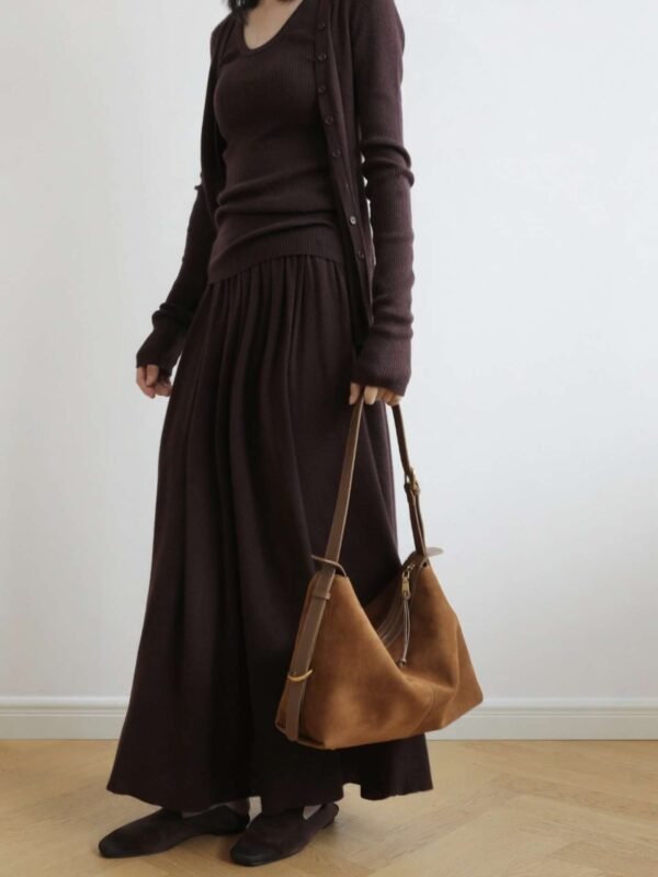 Womens Suede Hobo Shoulder Bag