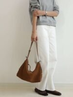 Womens Suede Hobo Shoulder Bag
