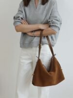 Womens Suede Hobo Shoulder Bag