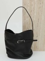 Leather Belted Bucket Bag