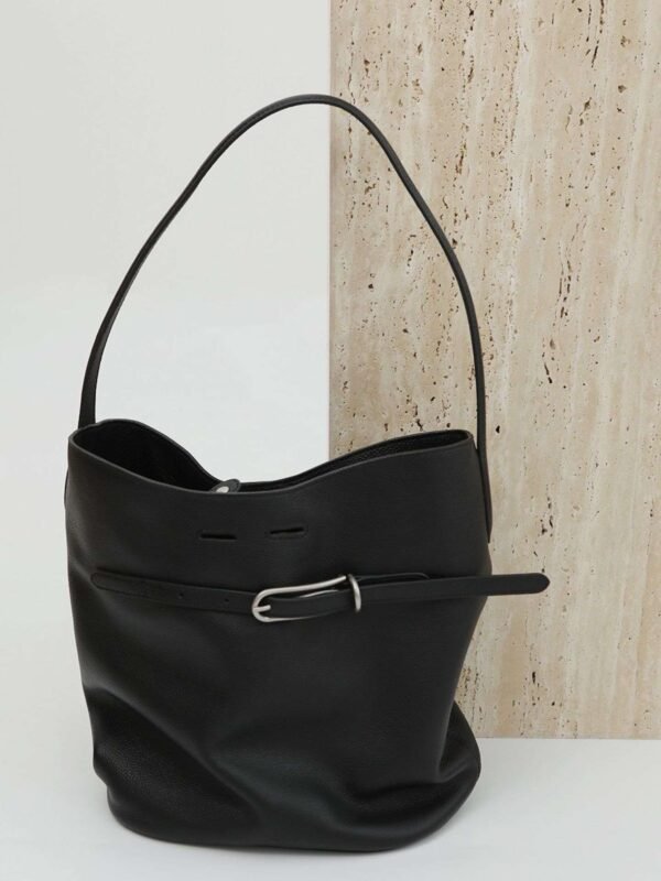 Leather Belted Bucket Bag