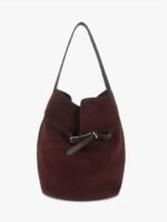 Luxury Leather Belted Bucket Bag