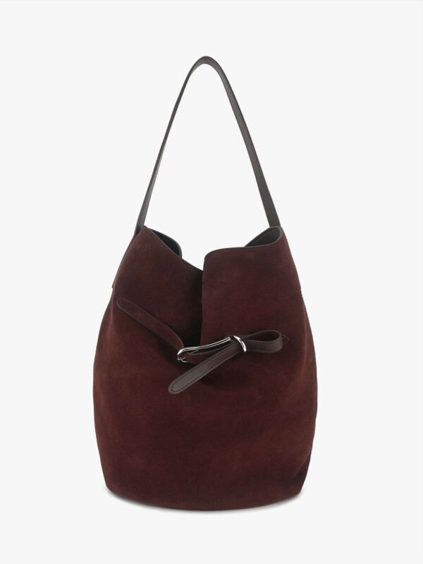 Luxury Leather Belted Bucket Bag