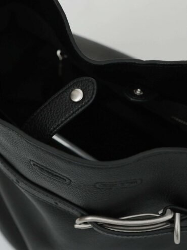 Large Leather Belted Bucket Bag - Image 1