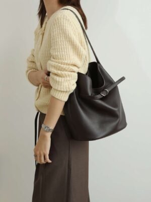 Leather Belted Bucket Bag