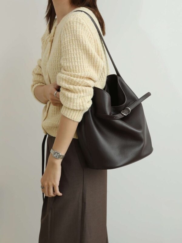 Leather Belted Bucket Bag