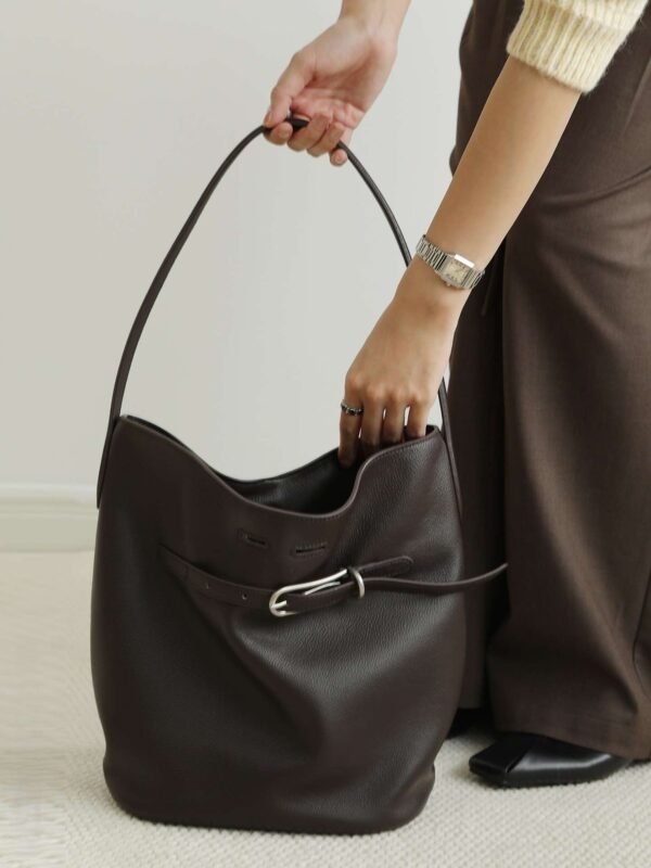 Leather Belted Bucket Bag