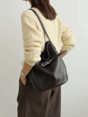 Large Leather Belted Bucket Bag - Leather Belted Bucket Bag.2