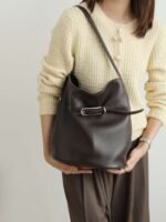 Leather Belted Bucket Bag