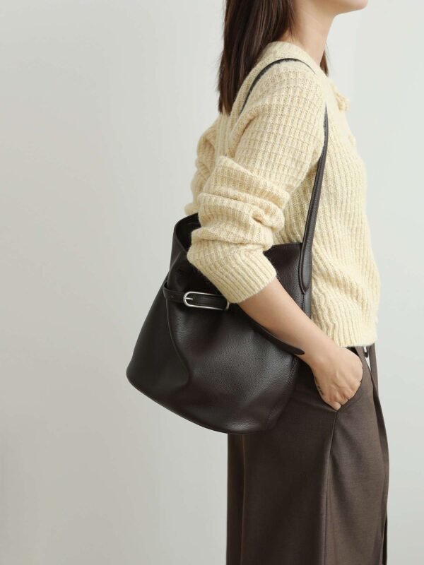Leather Belted Bucket Bag