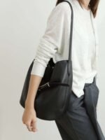 Leather Belted Bucket Bag