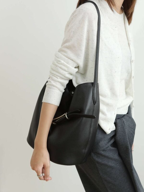 Leather Belted Bucket Bag