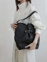 Luxury Leather Belted Bucket Bag