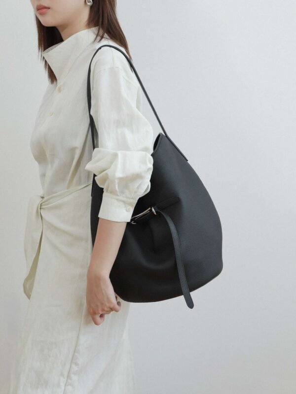 Luxury Leather Belted Bucket Bag