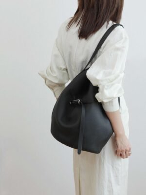 Luxury Leather Belted Bucket Bag - Luxury Leather Belted Bucket Bag.2