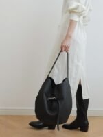 Luxury Leather Belted Bucket Bag
