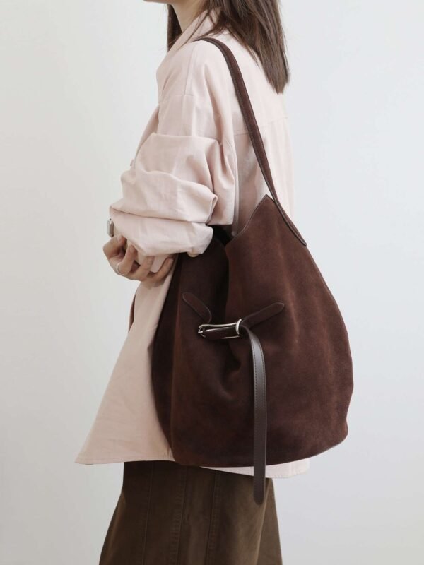 Luxury Leather Belted Bucket Bag