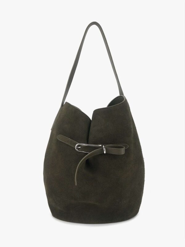 Luxury Leather Belted Bucket Bag