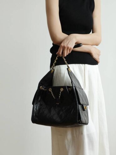 Genuine Leather Classic Hobo Bag - Black