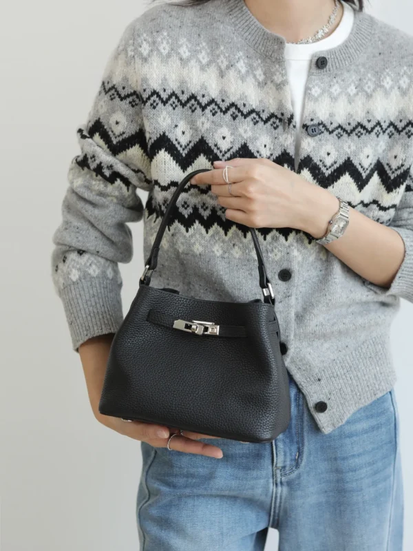 Mini Leather Inspired Kelly Bucket Bag